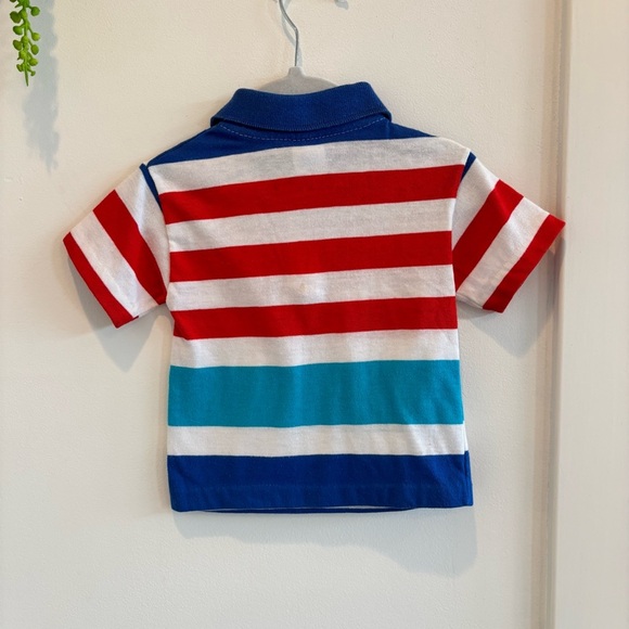 Knitite Vintage 80's Boys Wide Striped Short Sleeve Polo Shirt Size 2 Made U.S.A - Picture 5 of 9